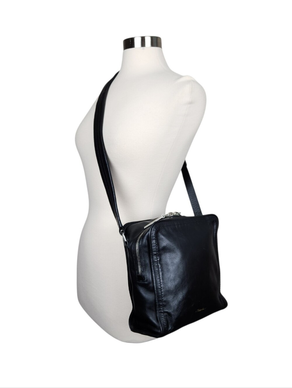 3.1 Phillip Lim Hudson Black Soft Leather Crossbody Shoulder Bag Purse Luxury